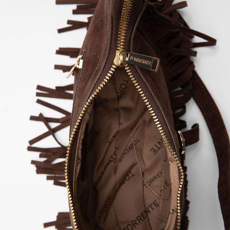 Sac porte epaule a frange noir tos-p26074 Femme TORRENTE