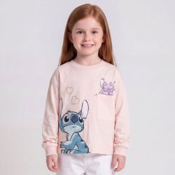 Tee shirt ml tombant lilo et stitch blanc hy10165 Enfant DISNEY