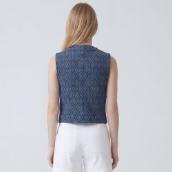 Veste effet denim à carreaux col rond avec poches Femme LA PETITE ETOILE