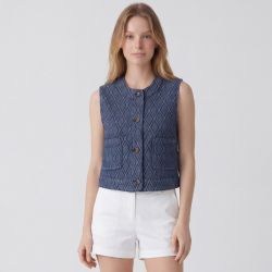 Veste effet denim à carreaux col rond avec poches Femme LA PETITE ETOILE
