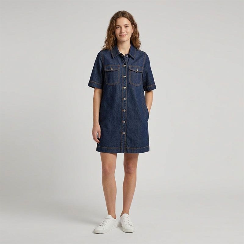 Robe chemise courte jean denim kirsa Femme VERO MODA Robe chemise courte jean denim kirsa Femme VERO MODA