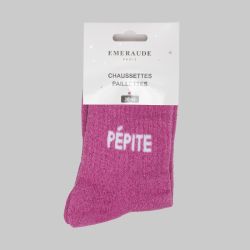 Chaussette rose pepite a paillette em-ch-xgs2612 Femme EMERAUDE