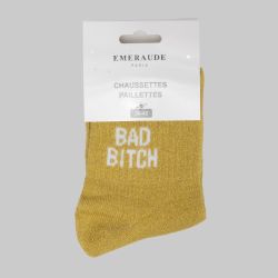 Chaussette doree bad bitch a paillette em-ch-xgs2625 Femme EMERAUDE