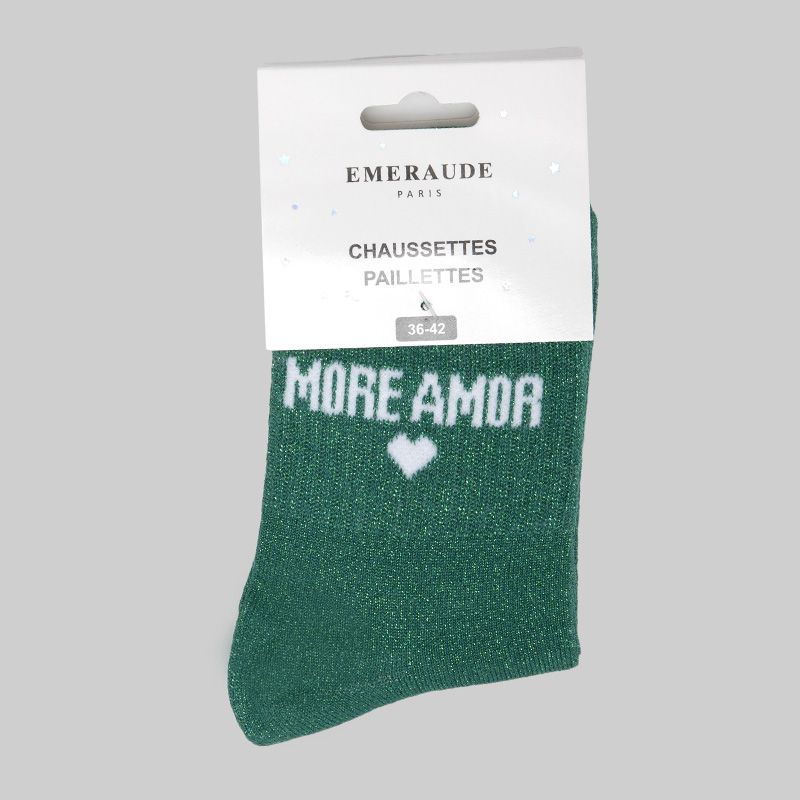 Chaussette vert more amor a paillette em-ch-xgs2608 Femme EMERAUDE