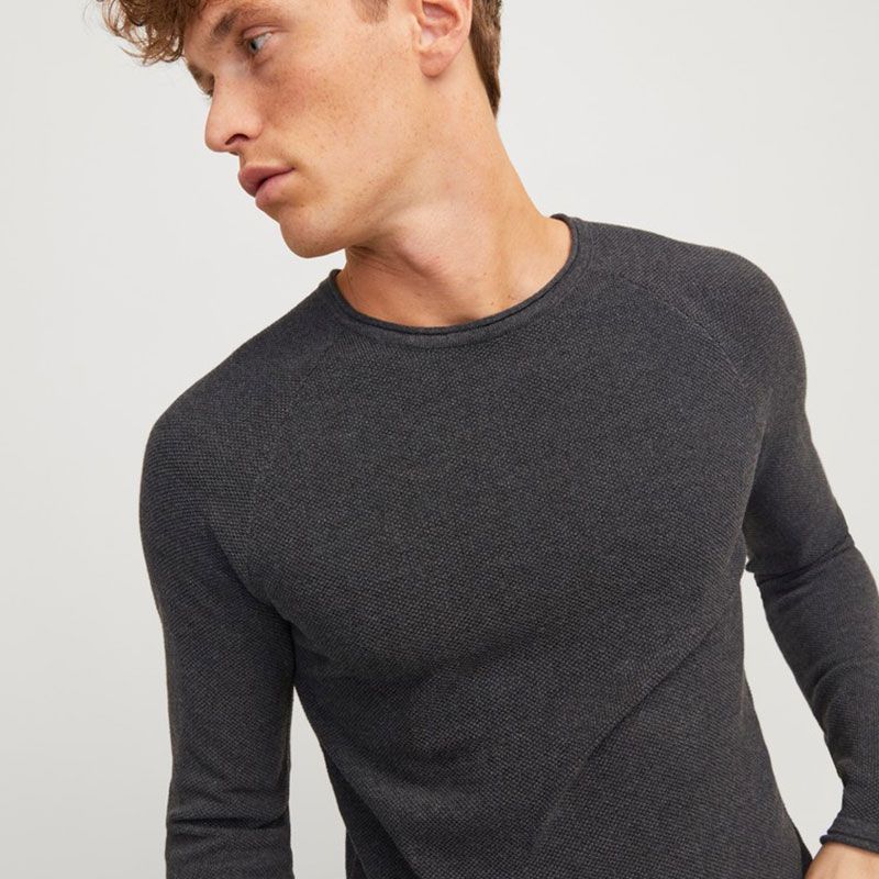 Pull jwhhill knit dark grey melange 12243968 4573 Homme JACK & JONES