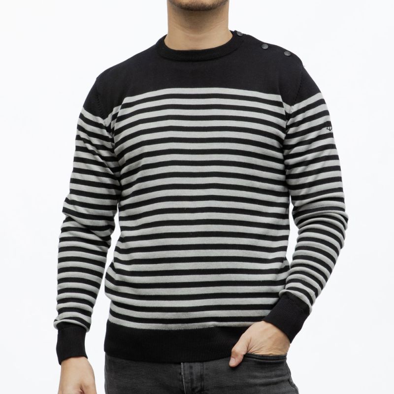 Pull marinière avec bouton à rayures Homme BILL TORNADE