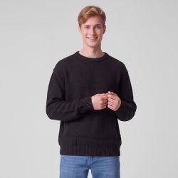 Pull col rond maille texturee noir pnm-1018-ds Homme PANAME BROTHERS