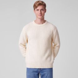 Pull col rond maille texturee noir pnm-1018-ds Homme PANAME BROTHERS