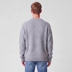 Pull col rond maille texturee noir pnm-1018-ds Homme PANAME BROTHERS