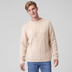 Pull torsade col rond beige pnm-1014-ds Homme PANAME BROTHERS