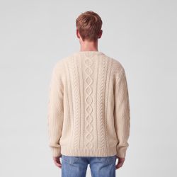 Pull torsade col rond beige pnm-1014-ds Homme PANAME BROTHERS