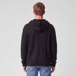 Pull a capuche torsade noir pnm-1021-ds Homme PANAME BROTHERS