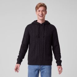 Pull a capuche torsade noir pnm-1021-ds Homme PANAME BROTHERS
