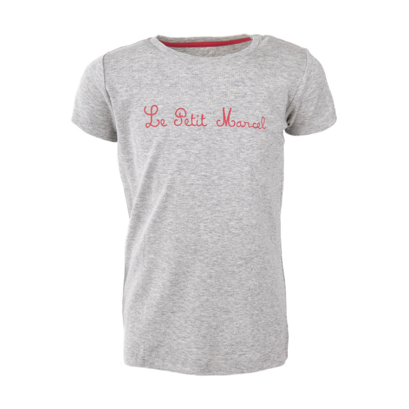 Tee-shirt manches courtes gris fille LITTLE MARCEL marque pas cher prix dégriffés destockage