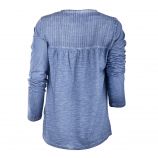 Tee shirt bleu délavé col tunisien femme BEST MOUNTAIN marque pas cher prix dégriffés destockage