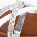 Sandales blanches et argentées en cuir femme PORRONET marque pas cher prix dégriffés destockage