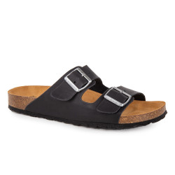 Mules cuir toile légère double bride homme WHY LAND marque pas cher prix dégriffés destockage Mules cuir toile légère double bride homme WHY LAND marque pas cher prix dégriffés destockage