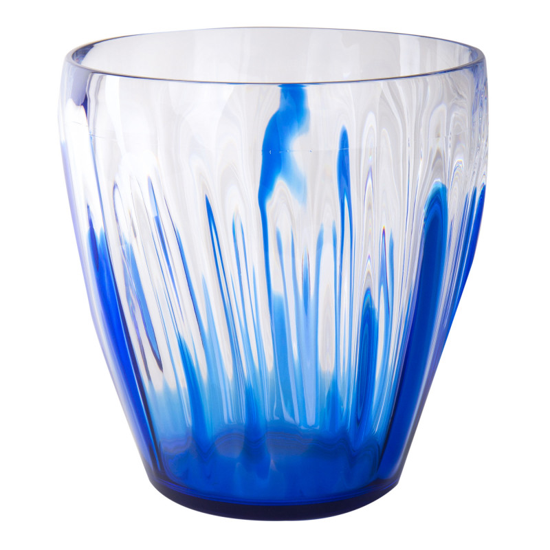 Grand vase transparent détails bleus GUZZINI marque pas cher prix dégriffés destockage