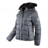 Doudoune gris anthracite capuche fourrée femme KARL MARC JOHN marque pas cher prix dégriffés destockage