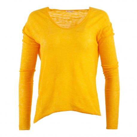 Pull fin jaune moutarde femme AMERICAN VINTAGE marque pas cher prix dégriffés destockage