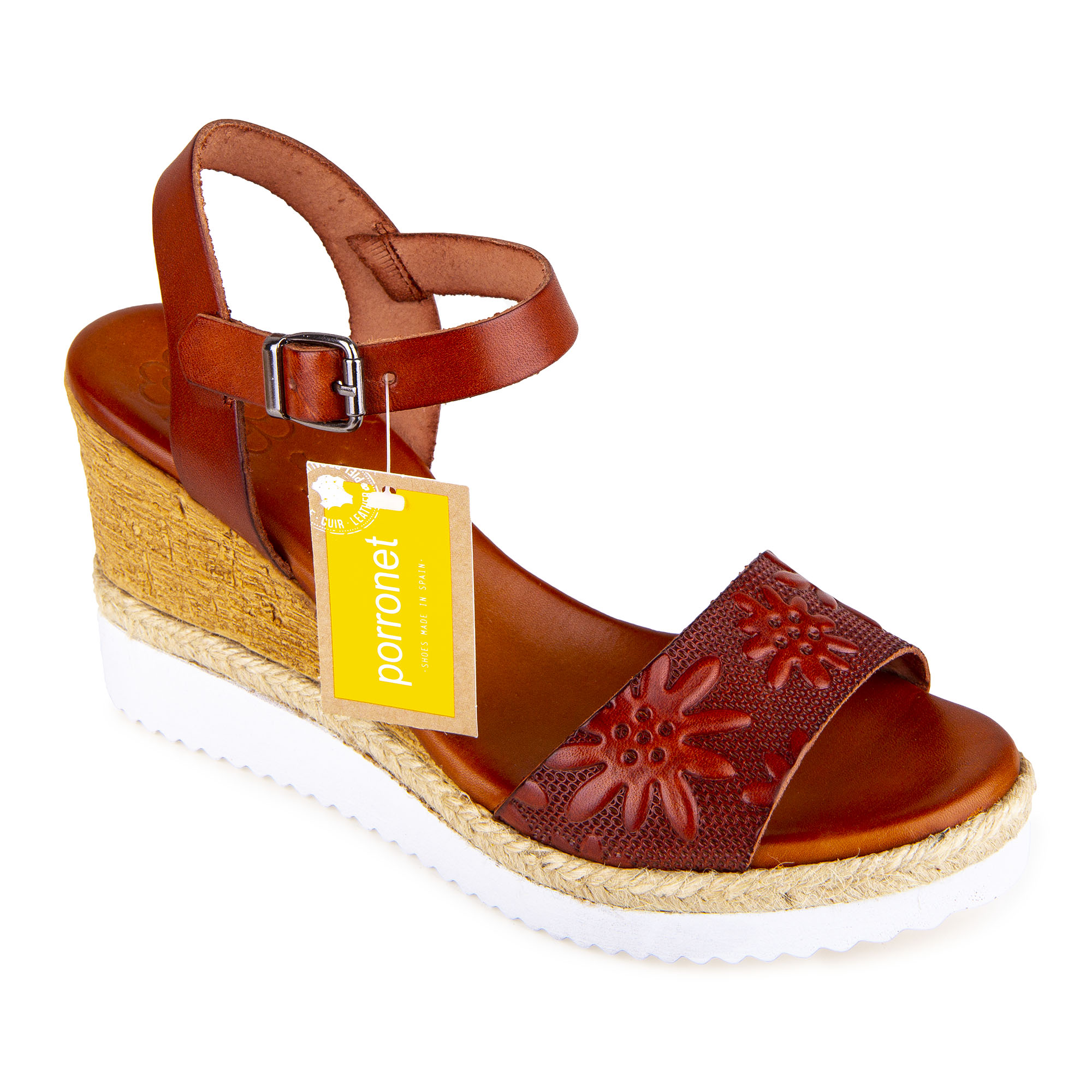 sandales compensées marron